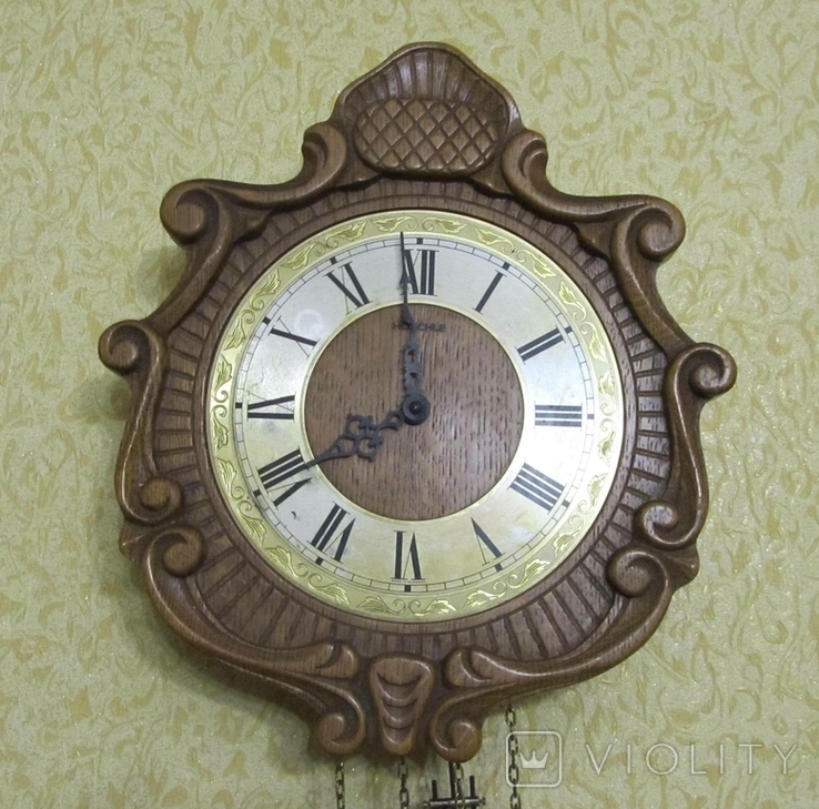 Старий дубовий годинник Hoschle з приємним боєм. Німеччина., фото №3