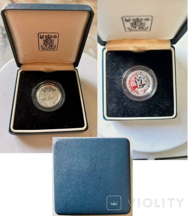 Олдерні Олдерні - 5 фунтів 1995 50-річчя світу в Європі Срібло в капсулі і коробці -p
