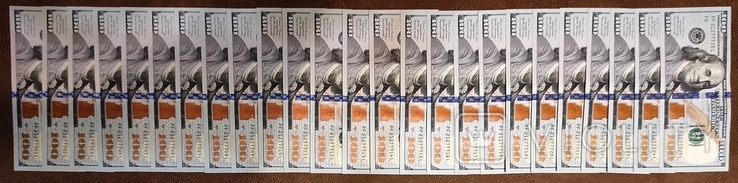 777 ПОСПІЛЬ та № (01-25) ПО ПОРЯДКУ, на ВСІХ (25 шт.) 100 доларових банкнотах., фото №3