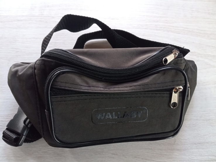 Сумка - пояс поясная сумка Wallaby 2907 черно-серая жатка, фото №2