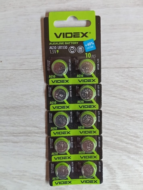 Батарейка VIDEX Alkaline LR1130 AG10 1.50 V для кварцевых часов, игрушек и брелков 10шт, photo number 2