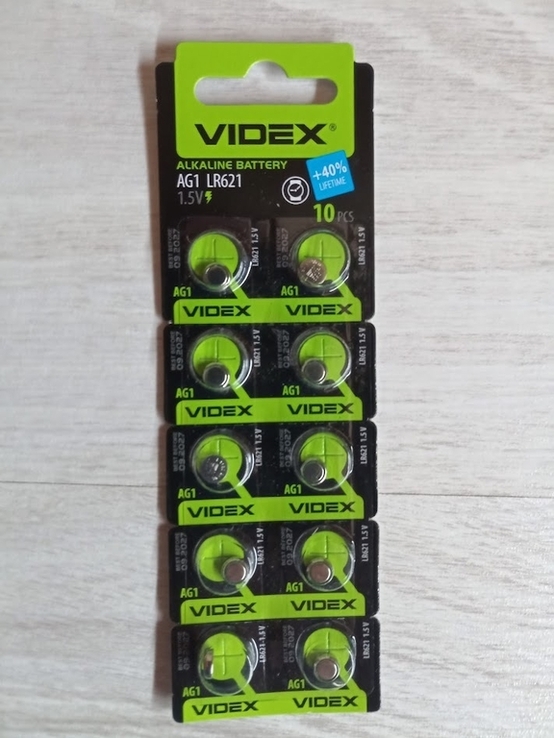 Батарейка VIDEX Alkaline LR621 AG1 1.50 V для кварцевых часов, игрушек и брелков 10шт, numer zdjęcia 2
