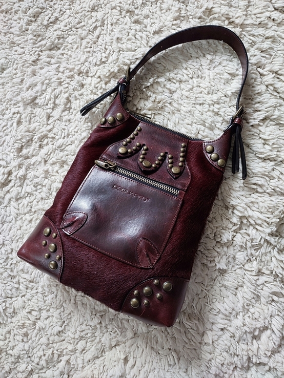 Шкіряна брендова сумка міні-шопер Dsquared2, оригінал Італія, numer zdjęcia 8