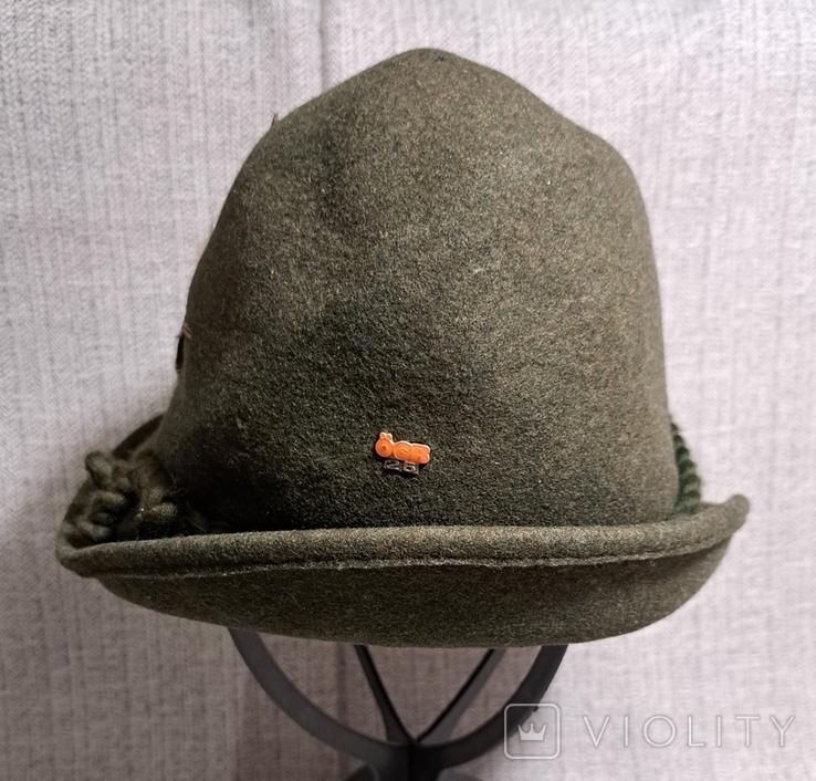 Винтаж шляпа охотника с пером Германия, юбилейный серебряный знак, серебро 925 пр, клеймо, фото №3