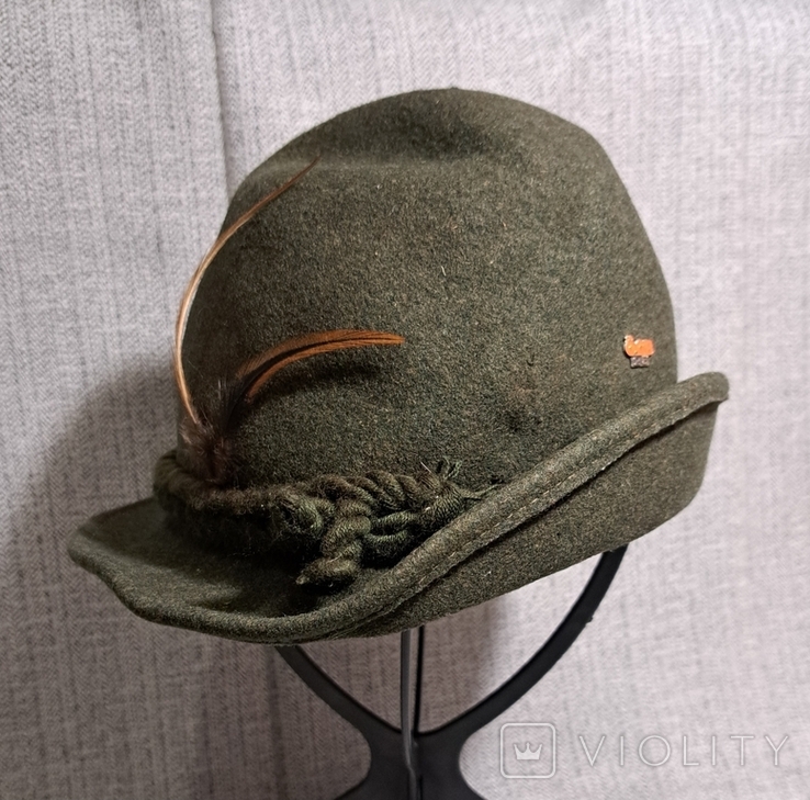 Винтаж шляпа охотника с пером Германия, юбилейный серебряный знак, серебро 925 пр, клеймо, фото №2