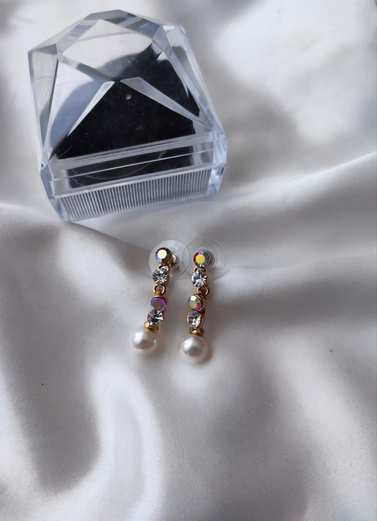 Вінтажні золотисті сережки з кристалами Аврора бореаліс, Чехія., numer zdjęcia 11