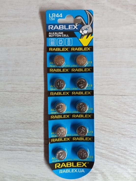 Батарейка Rablex Alkaline AG13 LR44 1.5 V для кварцевых часов, игрушек и брелков 10шт, фото №2