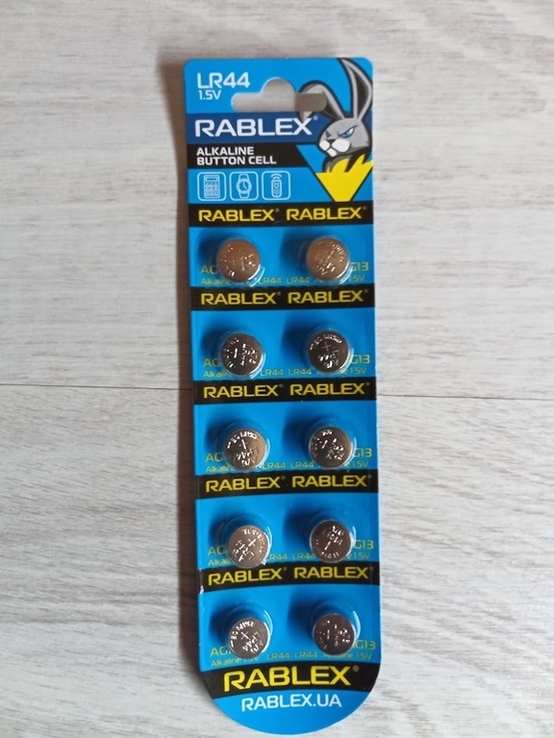 Батарейка Rablex Alkaline AG13 LR44 1.5 V для кварцевых часов, игрушек и брелков 10шт, фото №3