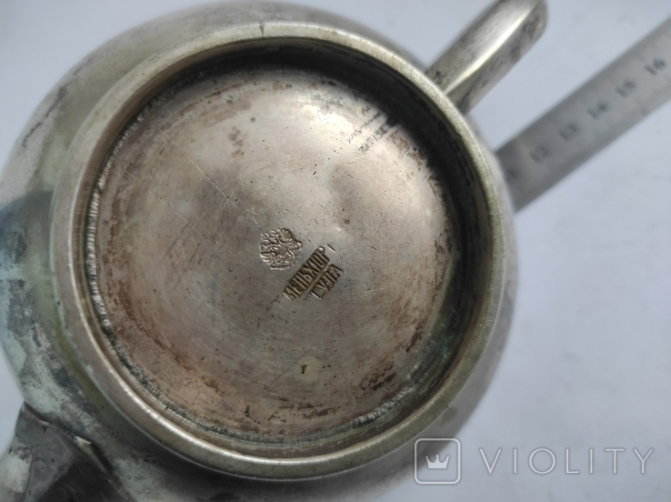 Старинный маленький чайник заварник Тула мельхиор., photo number 12