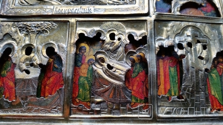 Ікона Дванадесятих Свят, срібло 84 (875), 1878р. 31,2х26,7 см, фото №8
