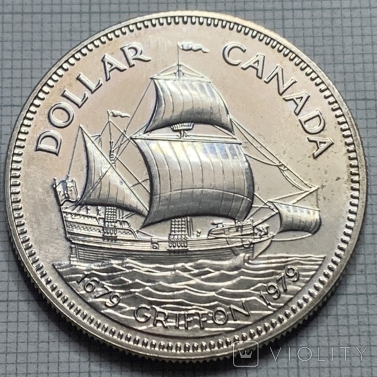 Канада 1 долар 1979 рік 100 років першого плавання човну Грифон (У85), фото №2