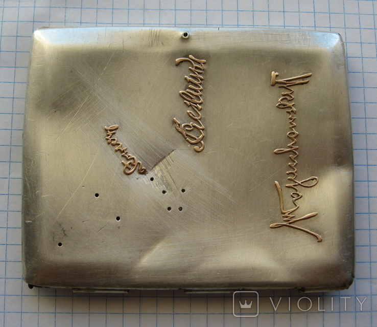 Портсигар старовинний ( срібло ) з золотими накладками, фото №4