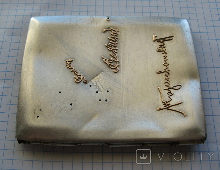 Портсигар старовинний ( срібло ) з золотими накладками, фото №5