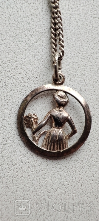 Серебряная цепочка с кулоном, фото №6
