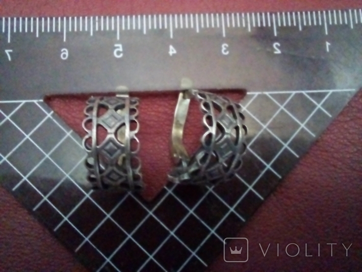 Серьги серебро Украина орнамент клеймо тризуб 925, фото №2