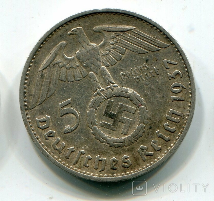 5 марок 1937 г. Серебро. Монетный двор E, фото №3