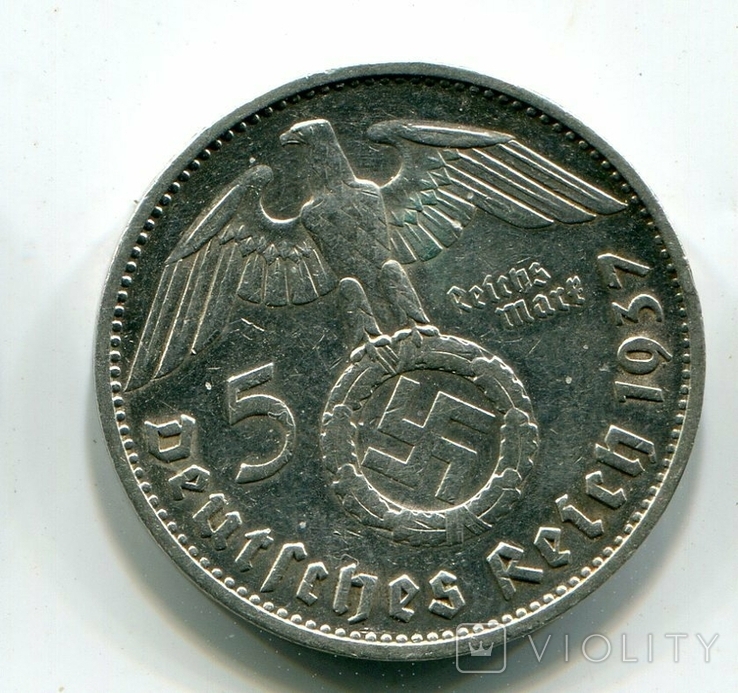 5 марок 1937 г. Серебро. Монетный двор G, фото №3