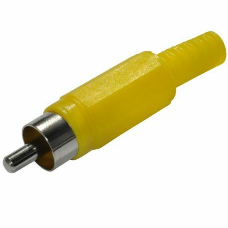 Разъём RCA штекер на кабель желтый пластик