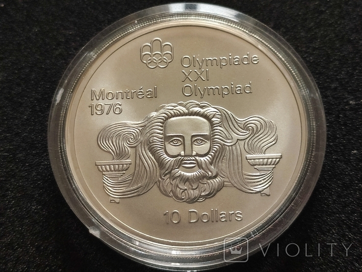 10 долларов Канада 1974 г. XXI летние Олимпийские Игры, Монреаль 1976 - Зевс, фото №2