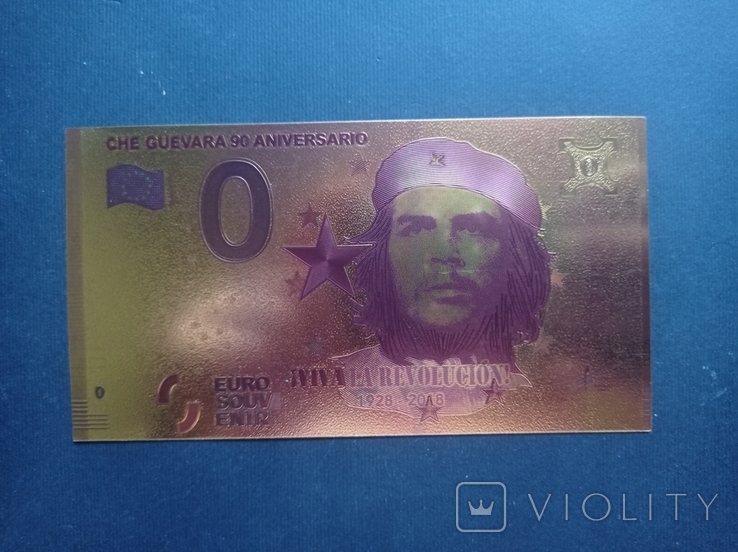 Золота сувенірна банкнота Euro Ернесто Че Гевара-Ernesto Guevara, фото №2