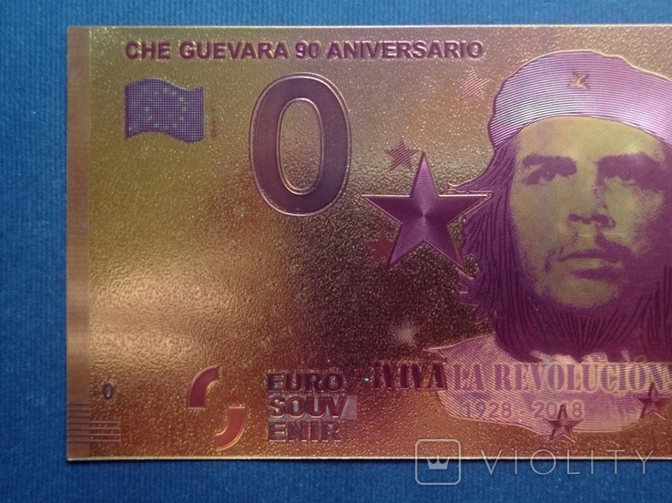Золота сувенірна банкнота Euro Ернесто Че Гевара-Ernesto Guevara, фото №4