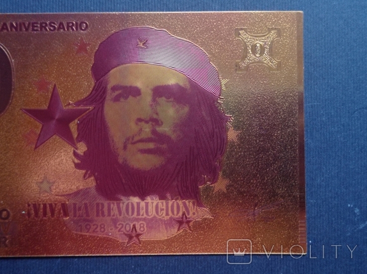 Золота сувенірна банкнота Euro Ернесто Че Гевара-Ernesto Guevara, фото №5