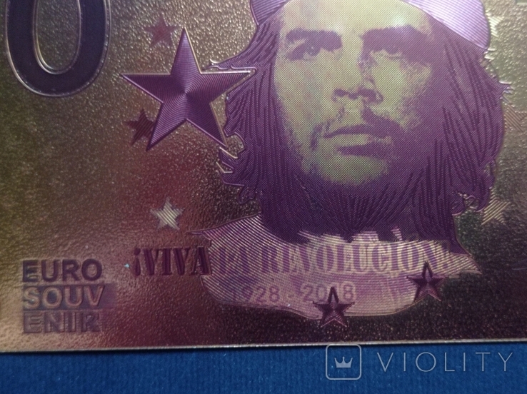 Золота сувенірна банкнота Euro Ернесто Че Гевара-Ernesto Guevara, фото №6