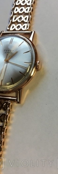 Золотые часы Полет с золотым браслетом, фото №7