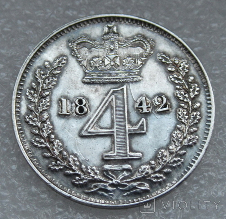 4 пенса 1842 г. Maundy Великобритания, серебро, фото №4