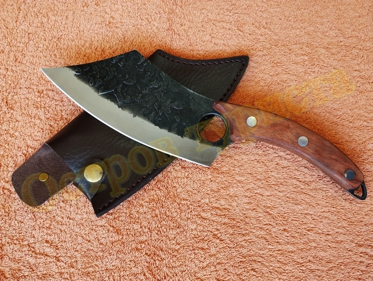 Топор кухонный Black Steel тесак нож туристический с чехлом 29 см, фото №3