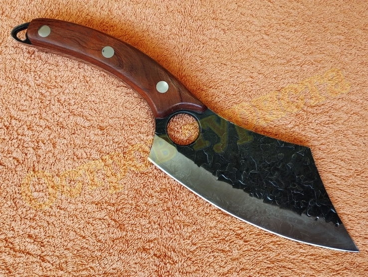 Топор кухонный Black Steel тесак нож туристический с чехлом 29 см, фото №5