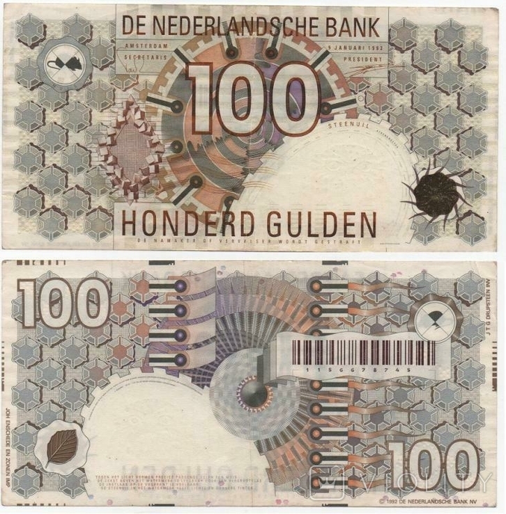 Нідерланди Нидерланди - 100 гульденів 1992 р. С. 101 - v