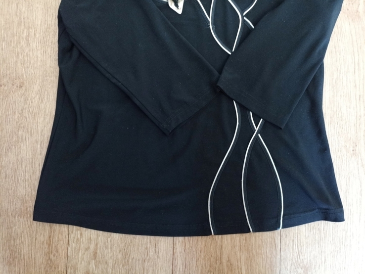 Красивая женская блузка рукав 3/4 черная с вышивкой на 46-48 трикотин, numer zdjęcia 8