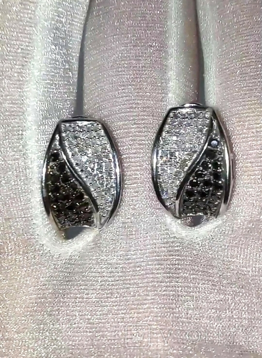 Earrings Diamonds Day Night Black White Diamond 0,91Ct Gold 585 7,43gr, photo number 5
