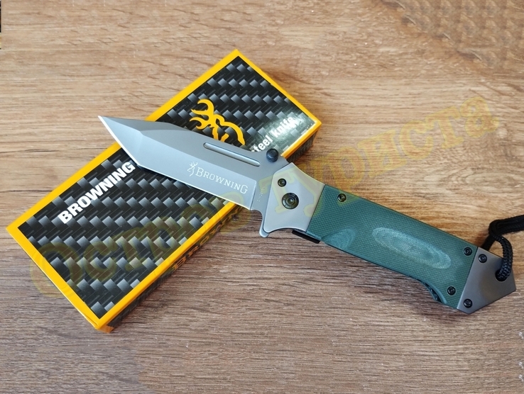 Складной нож Browning CY-061GN Tanto с клипсой и темляком, фото №2