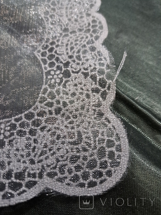 Лёгкий прозрачный платок набивной Роза, сиренево-серый 61/60 см, фото №7