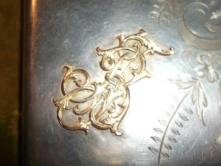Портсигар, серебро "84", с золотым вензелем "Г.В.", фото №5
