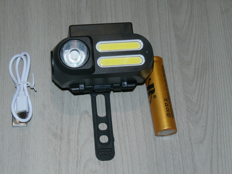 Ліхтар з велосипедним кріпленням BL-611-1LM+2COB,micro USB,1x18650, фото №2