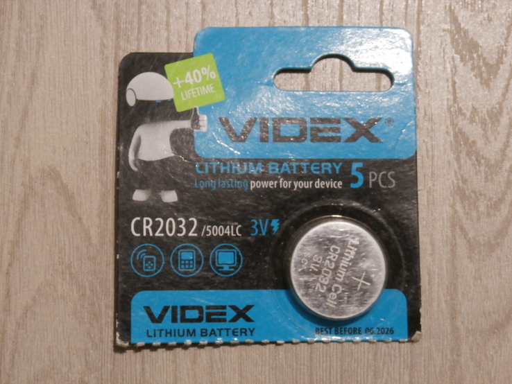 Батарейка литиевая Videx CR2032 3V, CR 2032/ L14/ SB-T51, блістер 1 штука