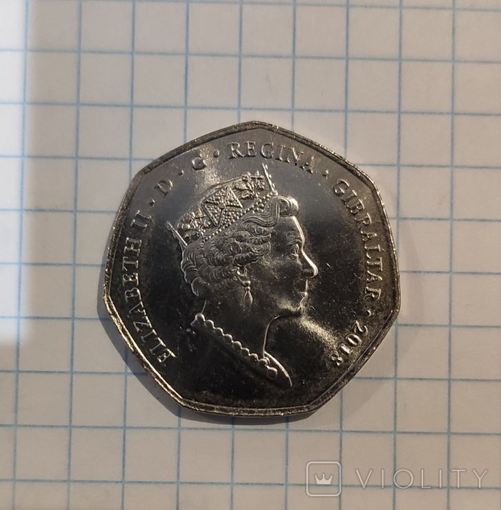 50 пенсов Гибралтар АА 2018, фото №2