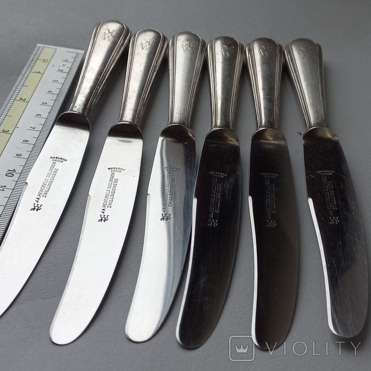 6 J.A. Henckels Solingen Knives in Vintage Silver and Steel 