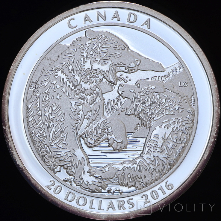 20 Доларів 2016 Ведмідь Грізлі 1oz, Канада Унція, фото №2