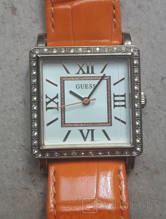 Жіночий кварцевий годинник Guess, інуруствція камінням, на ходу., фото №4