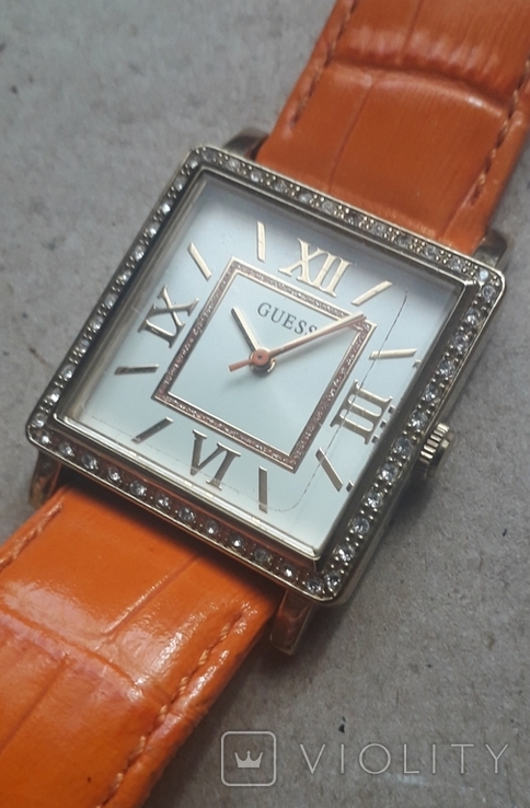 Жіночий кварцевий годинник Guess, інуруствція камінням, на ходу., фото №8