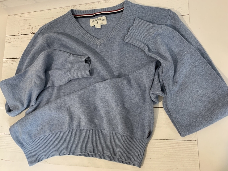 Мужской пуловер, Чоловічий пуловер L блакітно-сірий, фото №2