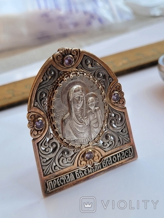 Настольная икона Божья Матерь 925 Серебро, фото №11