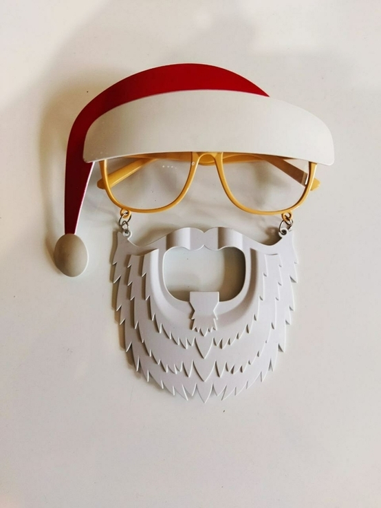 Очки Санта Клаус с усами и колпаком, фото №2