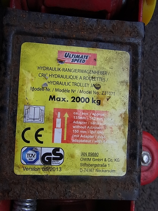 Домкрат ULTIMATE SPEED 2000 кг з Німеччини, numer zdjęcia 5