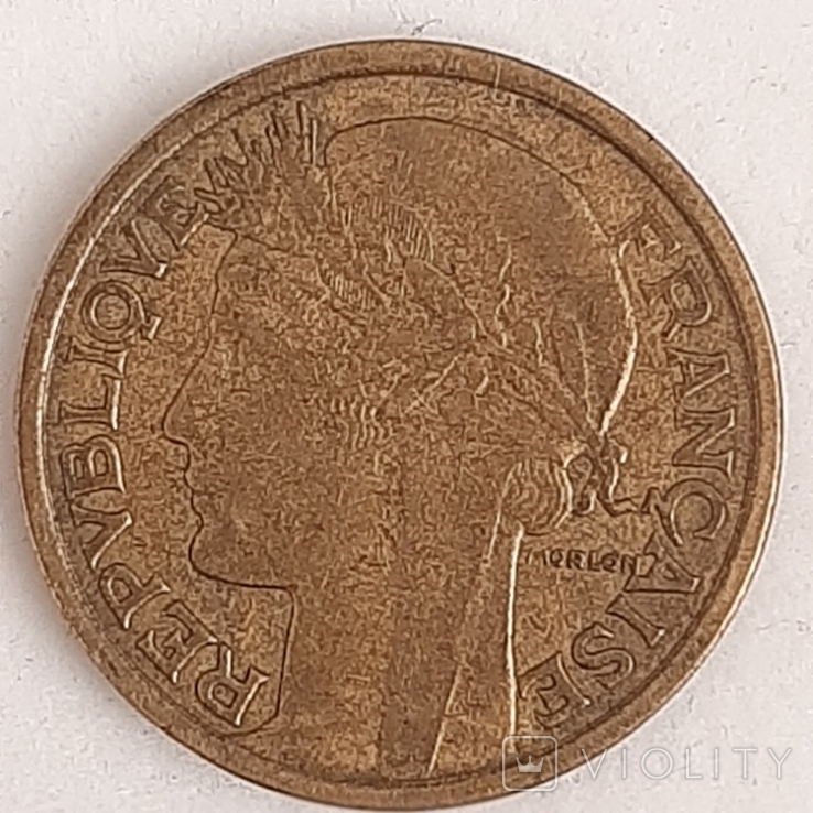 3 монеты Франция 1 франк 1924 2 франка 1941 10 франков 1953, фото №10