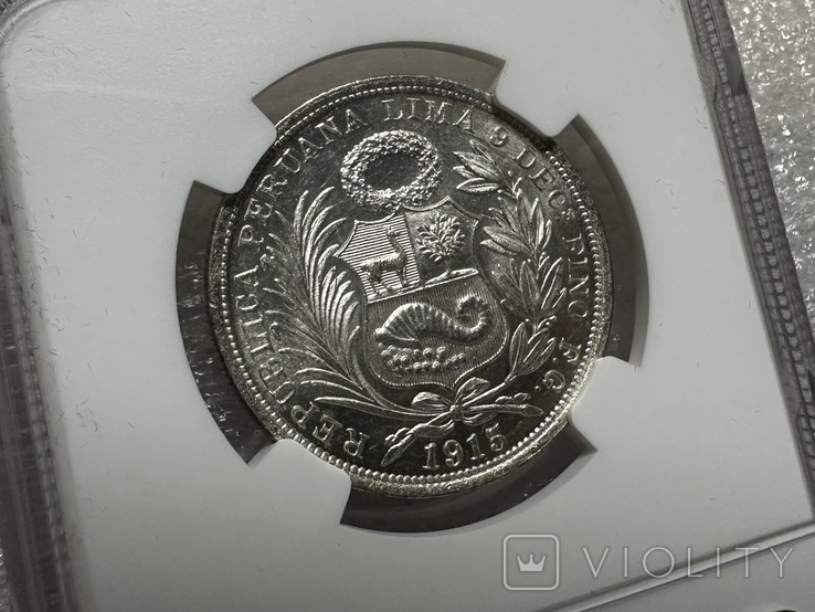 1915 Перу 1/2 соль слаб NGC MS-63, фото №10